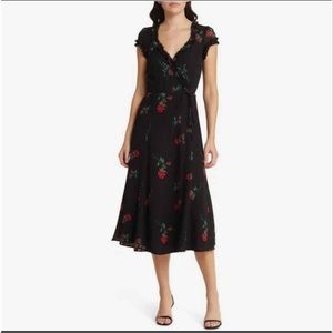 Reformation Black Floral Wrap Dress